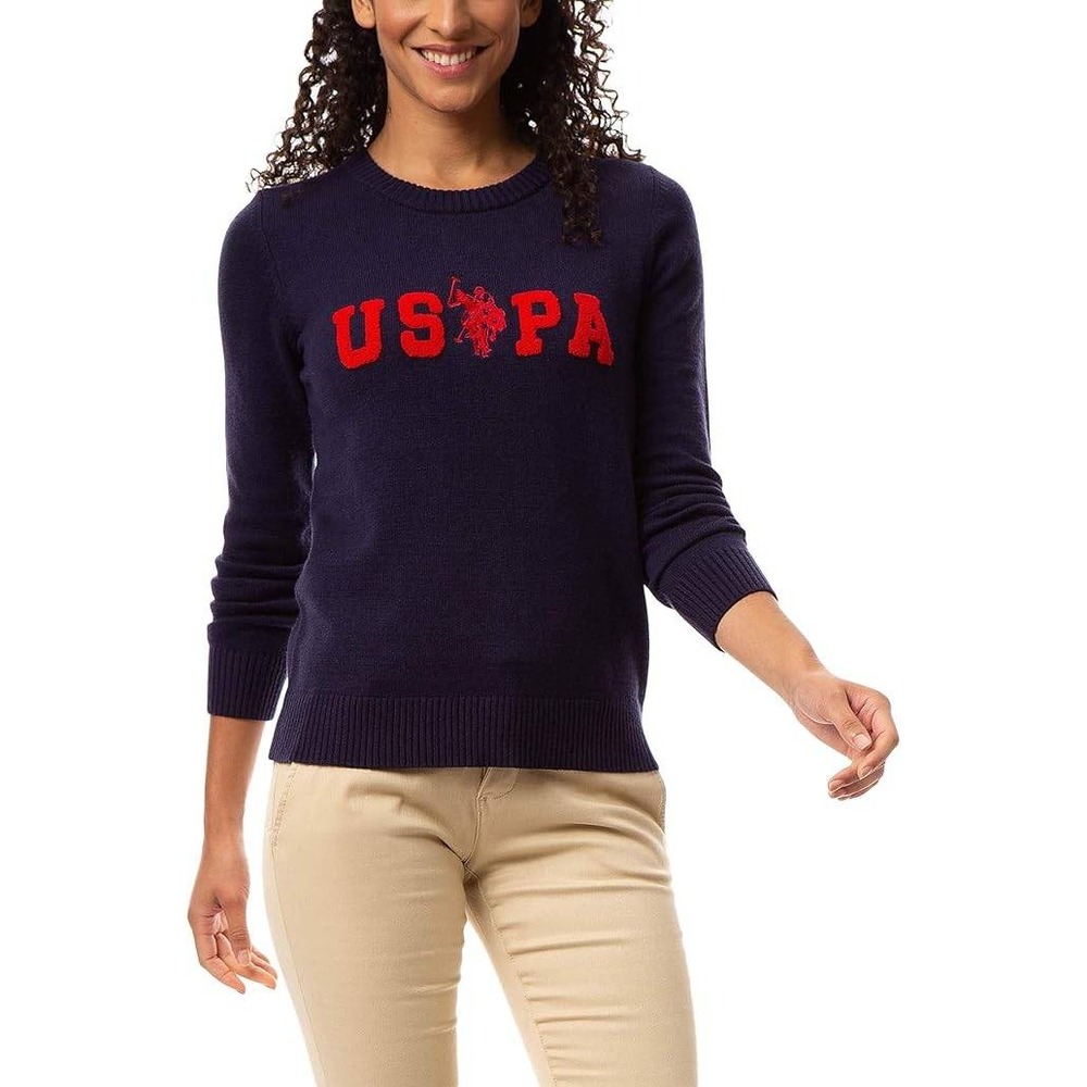 U.S. Polo Assn. USPA Logo Crew Neck Sweater Evening‎ Blue MD